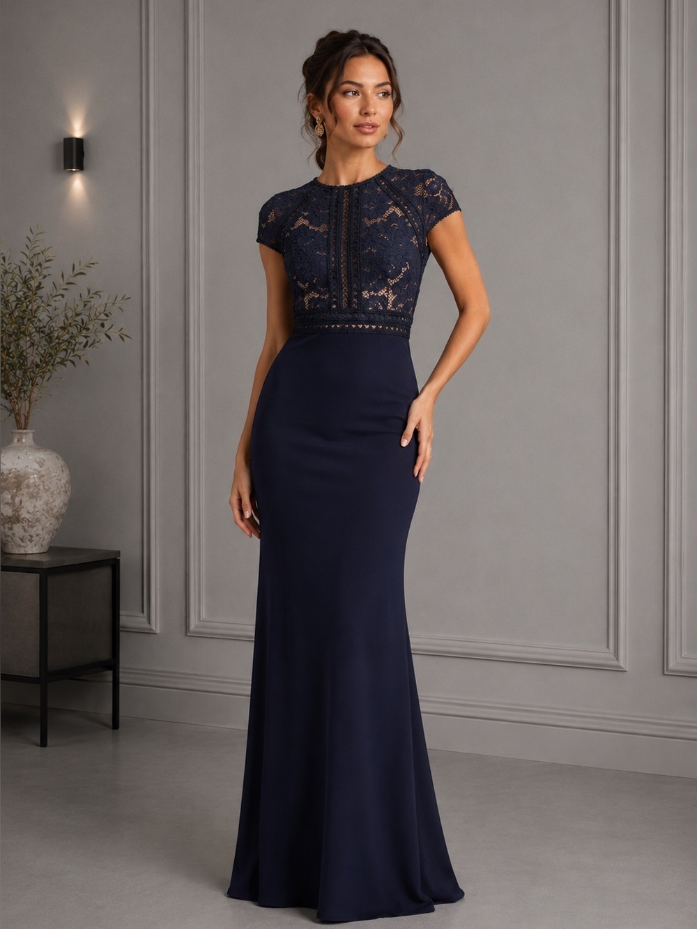 Tadashi Shoji Catrine Lace Bodice Gown Size 4 B385